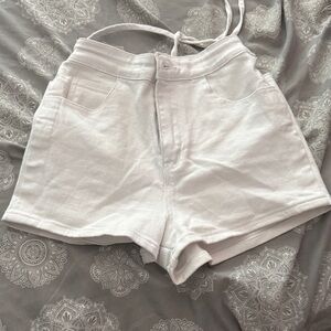 White Women's Back Lace Up Shorts